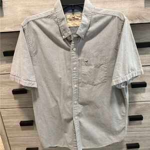 Hollister Men's Light Gray Casual Button Down Shirt